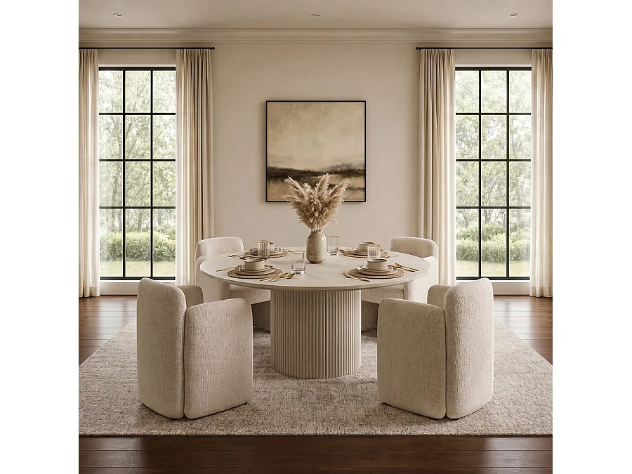 Munich Sculptural Dining Chair - Light Taupe, Upholstered Ash Legs