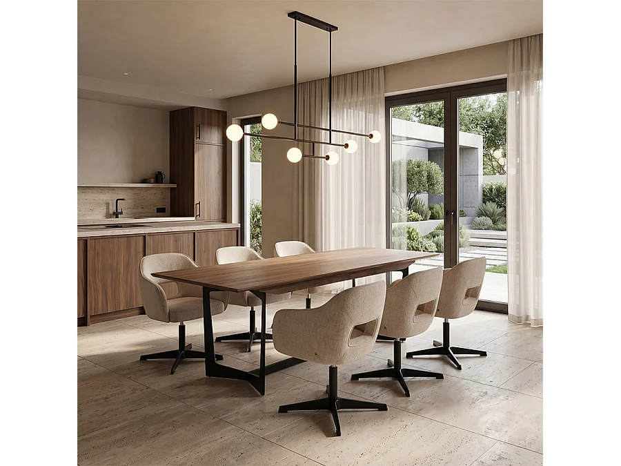 Voltra Swivel Armchair Taupe - Upholstered Chenille, Foam-Padded Comfort, Black Metal Base