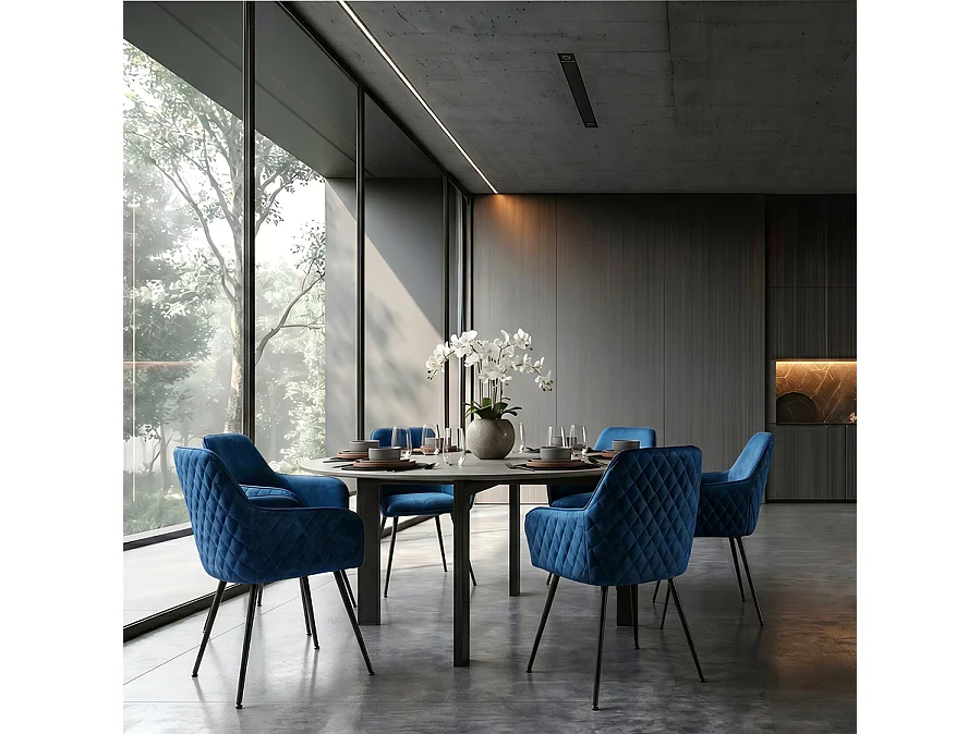 My Furniture Watson Carver Chair Ink Blue with Black Legs