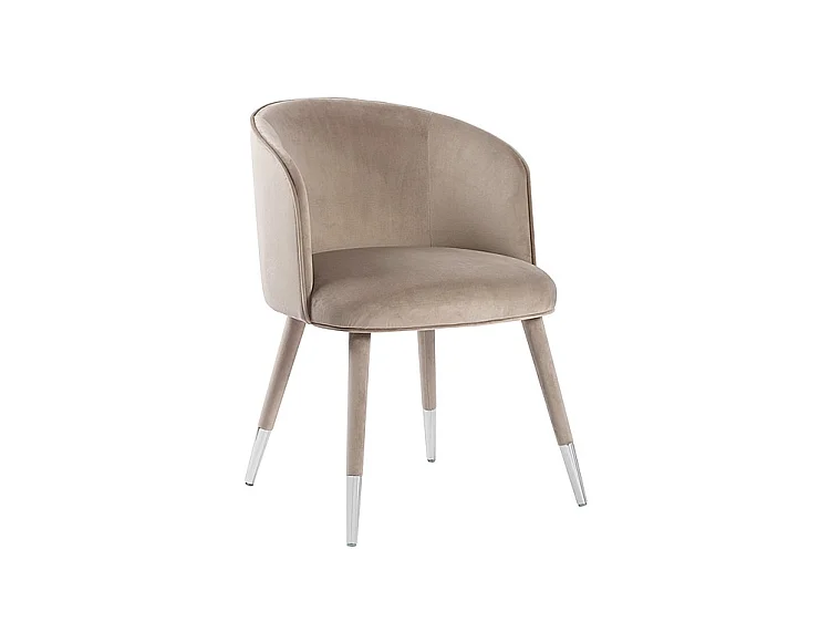 Bellucci Dining Chair Taupe with Silver Chrome Caps