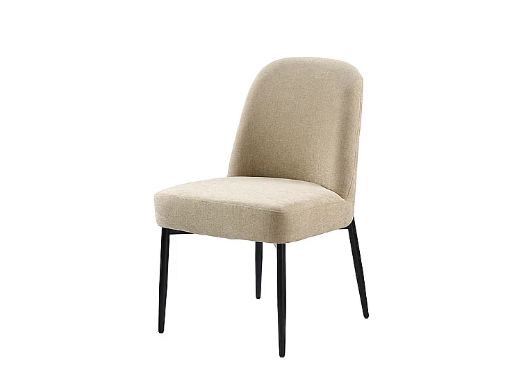 Valenza Dining Chair - Sable, Linen Upholstery with Black Metal Legs