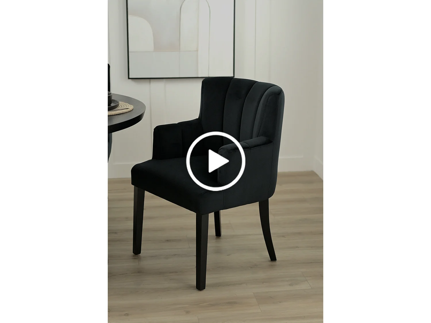 Hatfield Carver Chair - Black Velvet, Solid Ash Legs