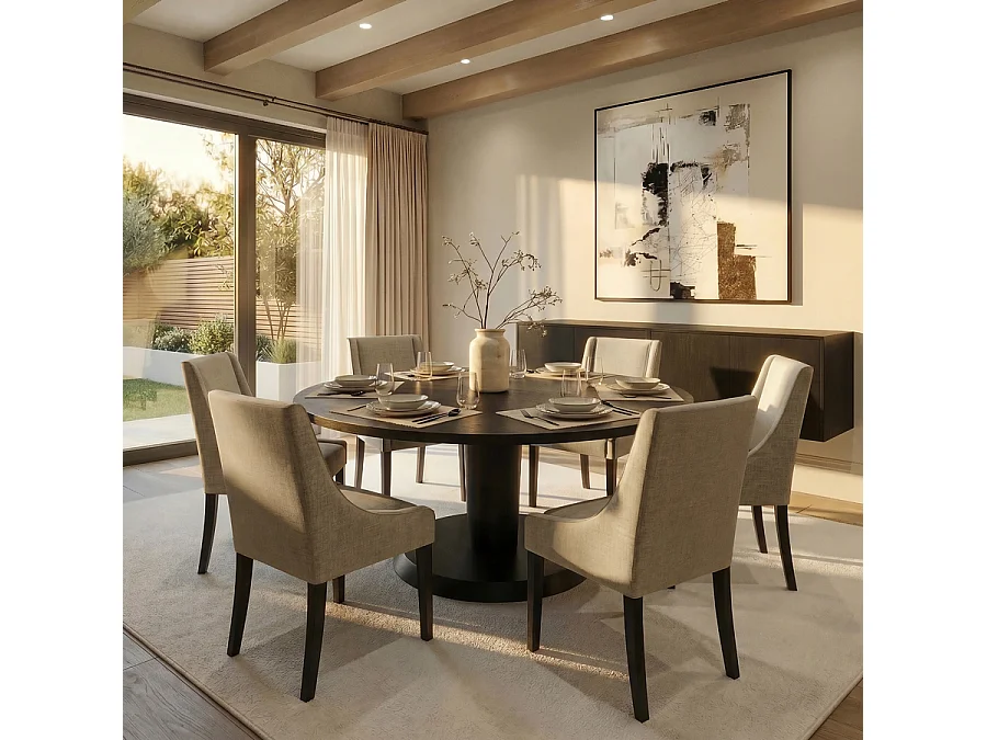 Chatsworth Dining Chair Taupe - Upholstered Classic Chair with Ash Legs