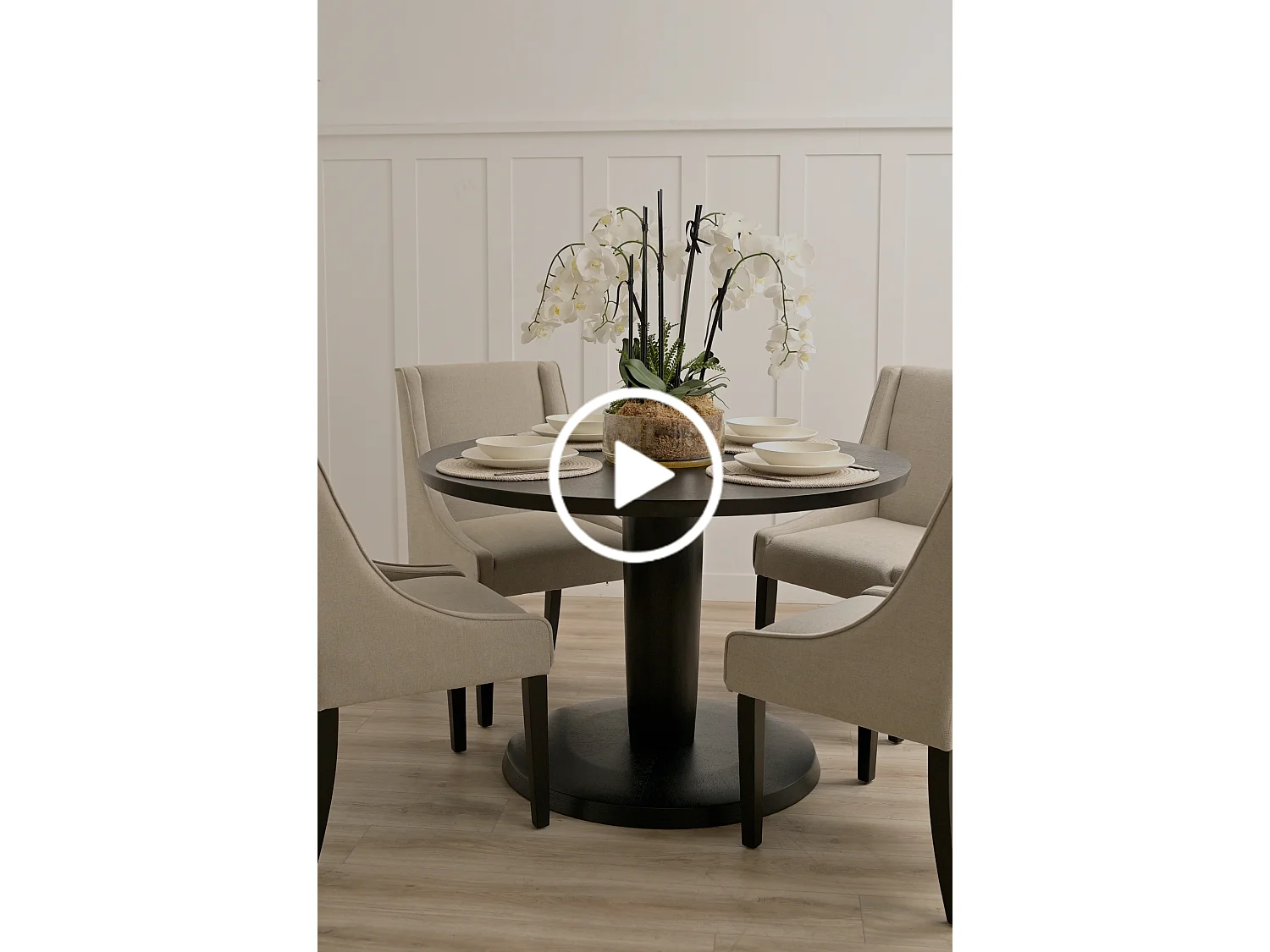Chatsworth Dining Chair Taupe - Upholstered Classic Chair with Ash Legs