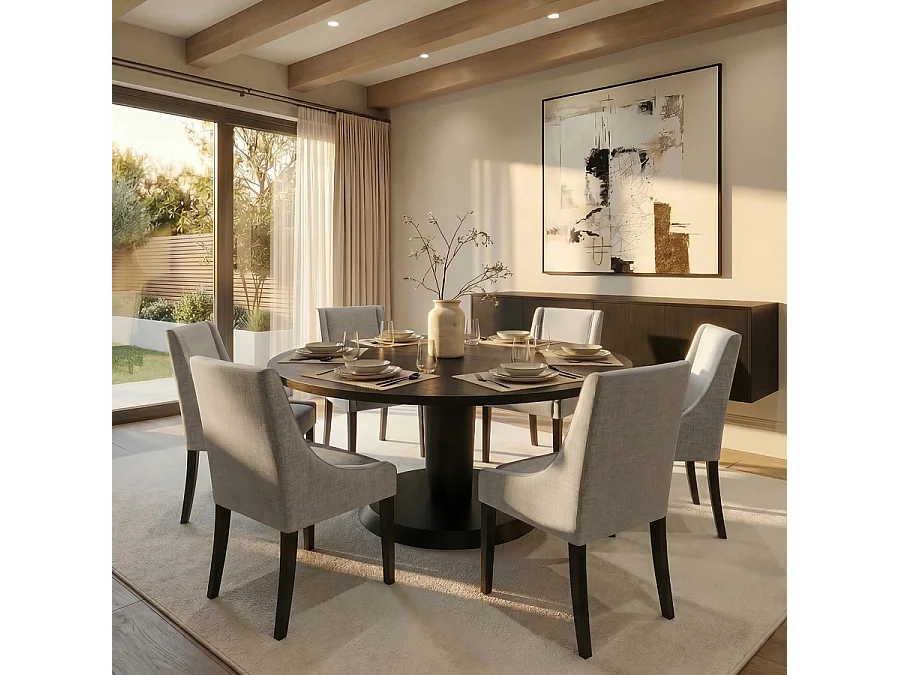 Chatsworth Dining Chair - Limestone, Upholstered Ash Legs, Classic Design