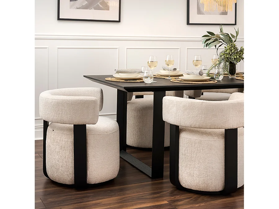 Pax Dining Chair - Light Taupe, Chenille Upholstery, Ash Frame