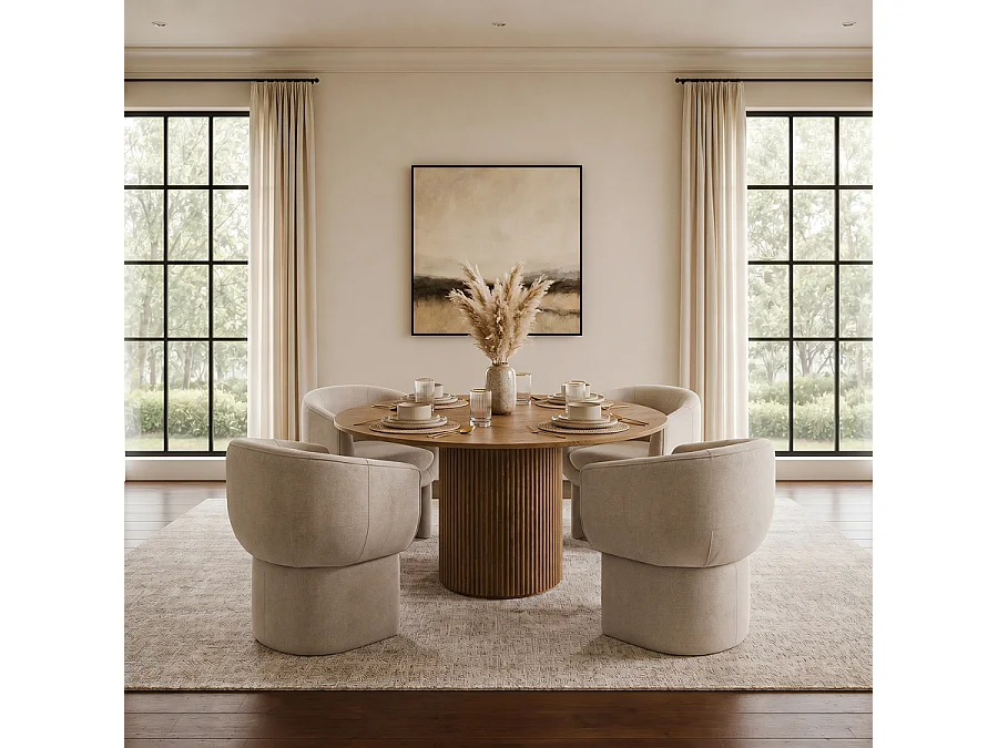 Maeve Contemporary Curved Dining Chair - Taupe, Fully Upholstered, Ash Legs