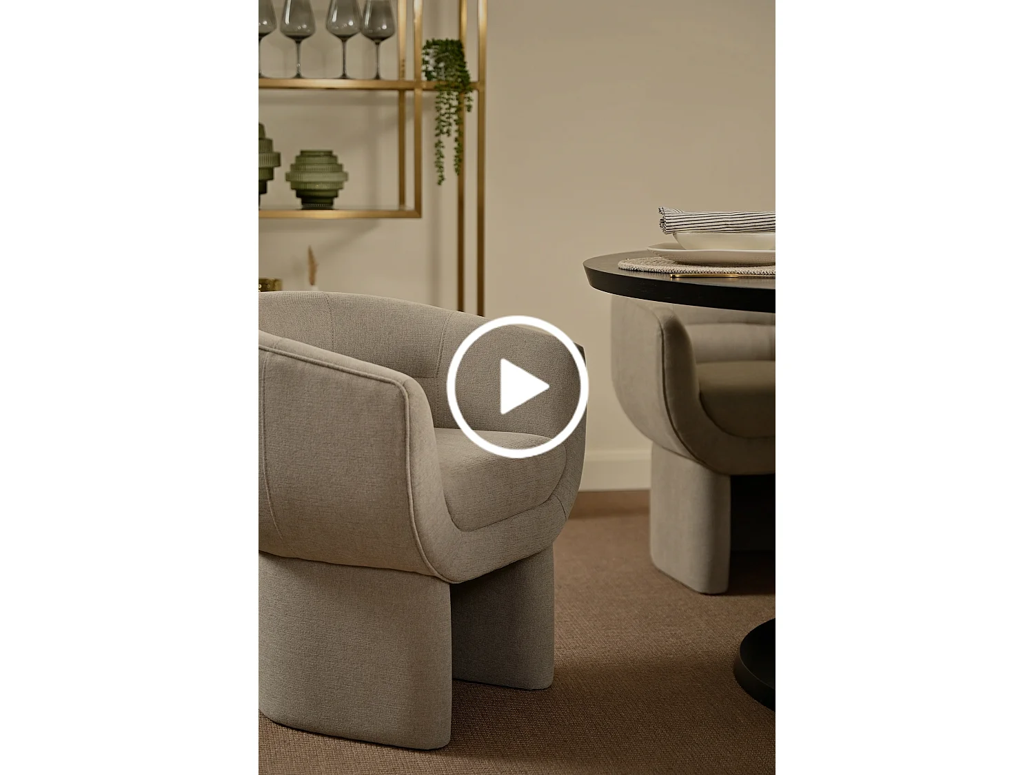 Maeve Contemporary Curved Dining Chair - Taupe, Fully Upholstered, Ash Legs