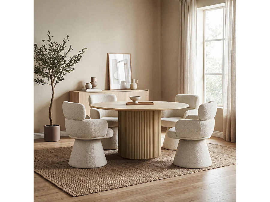 Zuno Swivel Dining Chair - Oatmeal, Upholstered Pedestal Base