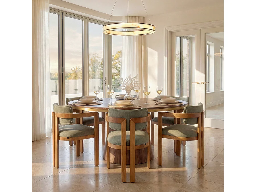 Jolie Dining Chair - Sage Green Upholstery - Chestnut Ash Frame
