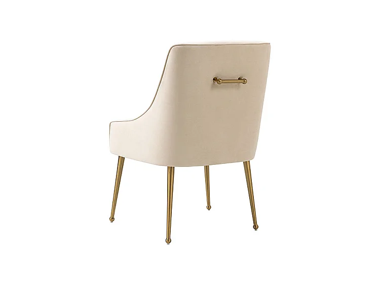 Mason Mid-Century Dining Chair Chalk - Velvet Upholstery, Brushed Brass Legs