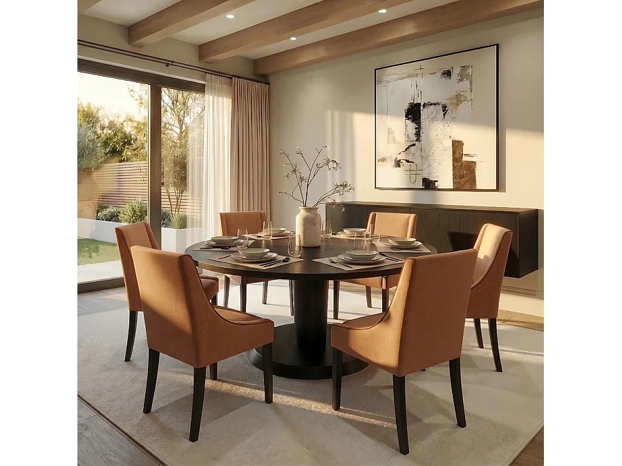 My Furniture Chatsworth dining chair - Terracotta - classic upholstered chair with ash legs