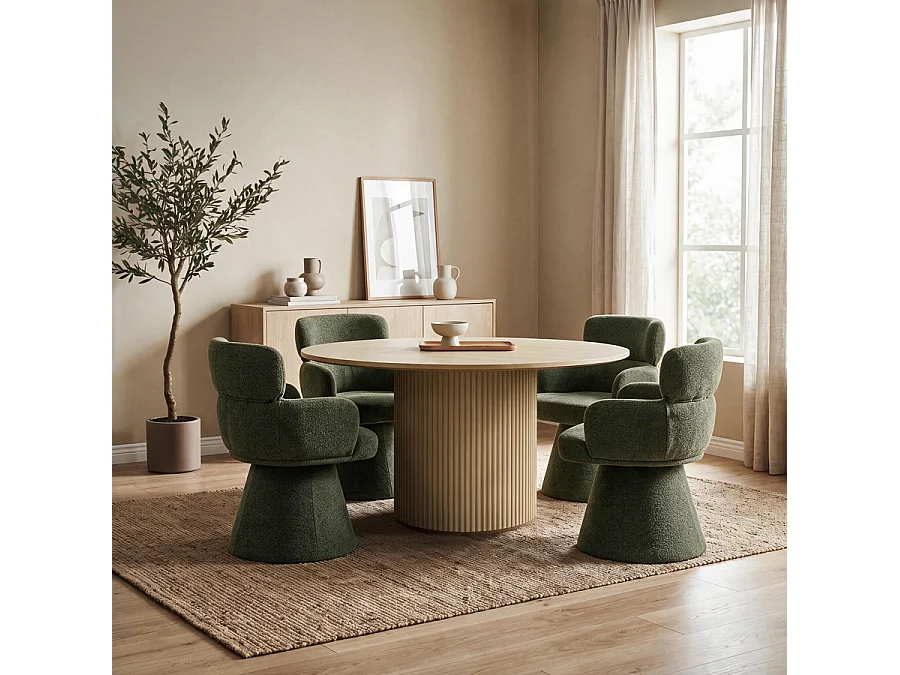 Zuno Swivel Dining Chair - Fern, Fully Upholstered Pedestal, 360° Swivel