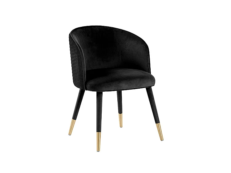 Bellucci Circles Dining Chair - Black Velvet - Brass-Capped Legs