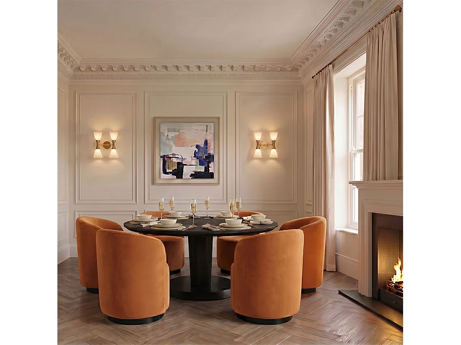 West End Swivel Dining Chair - Pumpkin Velvet, Matt Black Steel Base