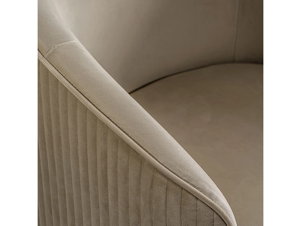 Ella Dining Chair Taupe - Velvet Upholstery with Brass-Finish Base