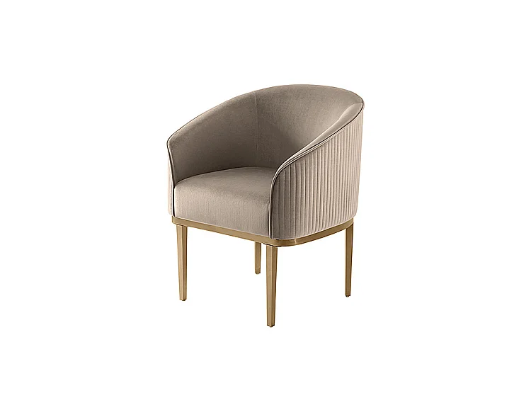 Ella Dining Chair Taupe - Velvet Upholstery with Brass-Finish Base