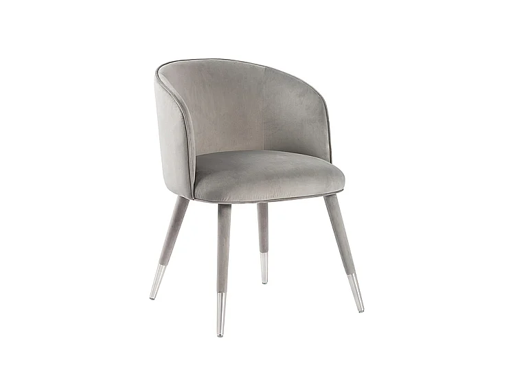 Bellucci Dining Chair - Dove Grey Velvet with Silver Chrome Caps