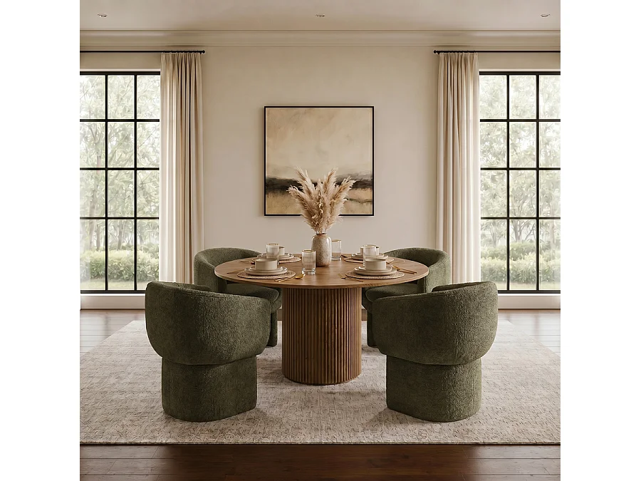 Maeve Dining Chair - Forest Green, Chenille Upholstery, Ash Wood Legs