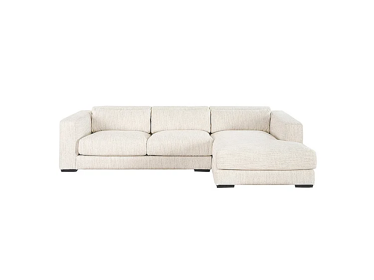 Dolce Right-Hand Corner Sofa Dark Taupe Linen - 3-Seater, Modern Club Design