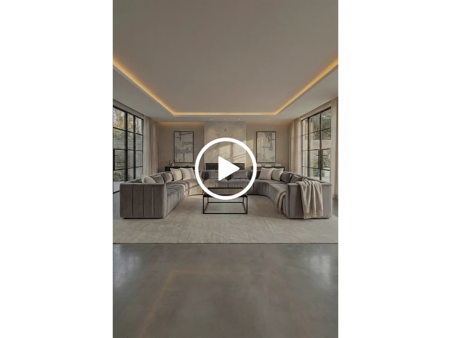Essen Super Lounge Suite - Dove Grey, Velvet 10-11 Seater, Panoramic Club Sofa