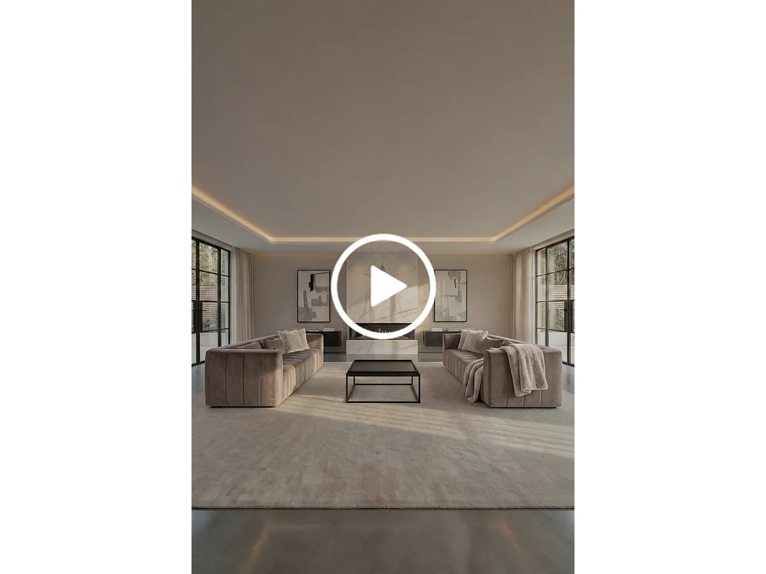 Essen Three-Seat Sofa, Taupe Velvet - Modular Contemporary Design
