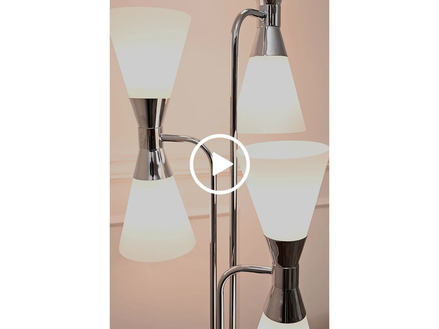Camille Floor Light Chrome - Sculptural Frosted Glass, Polished Chrome, E14 Bulbs