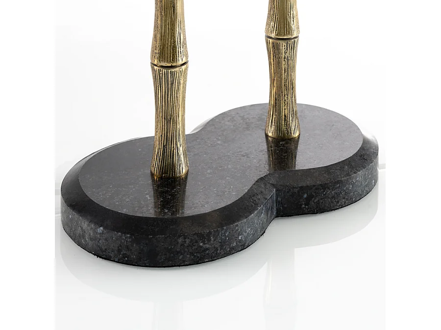 Kingston Floor Light - Colonial Caribbean Style, Bamboo-Effect Brass Base, Black Marble Foot