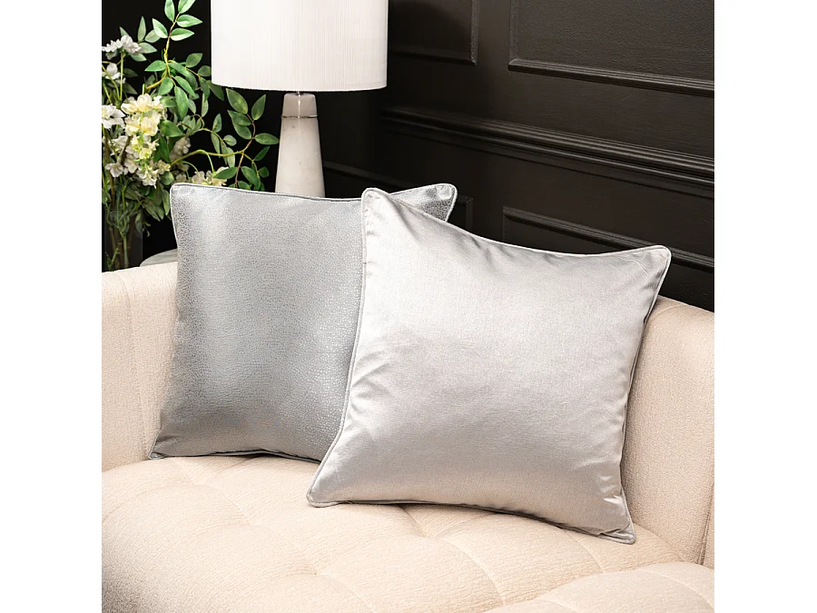 My Furniture Silver Crepe Square Cushion 50cm x 50cm, Feather Filled, Polyester Cover