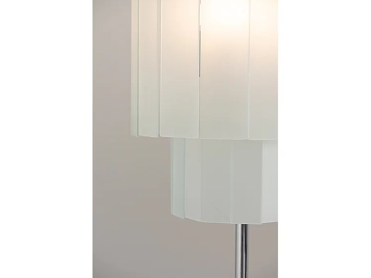 Veil Floor Light Silver - Art Deco Straight Floor Lamp, Polished Chrome Frame, Frosted Glass Shades, 3 x 40W E27 Bulbs