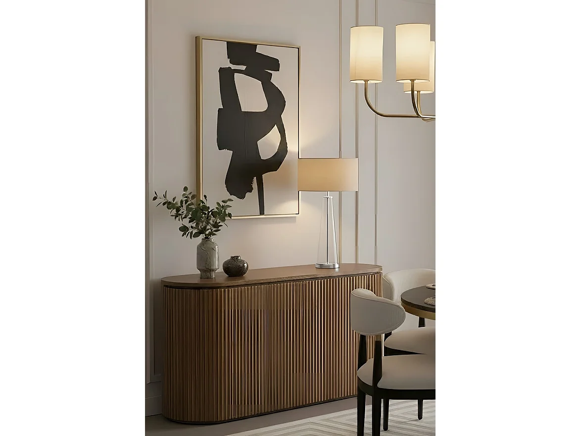 Calisto Silver Table Light, 62 cm Height, Linen-Effect Shade, Tapered Glass Base, 40W E27 Bulb Included