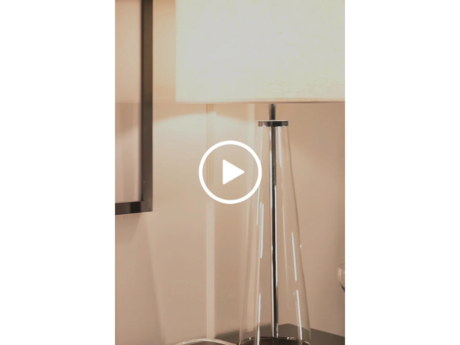 Calisto Silver Table Light, 62 cm Height, Linen-Effect Shade, Tapered Glass Base, 40W E27 Bulb Included