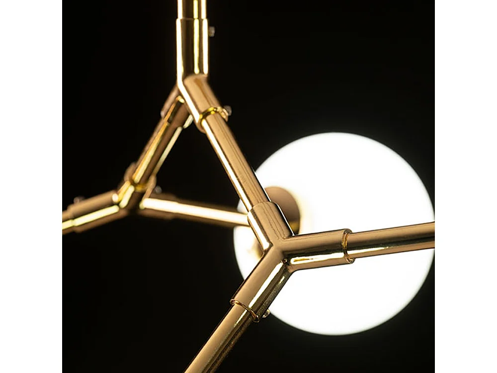 Morantz Molecule Pendant Light - 6 Frosted Globes, Electroplated Brass Finish, Adjustable