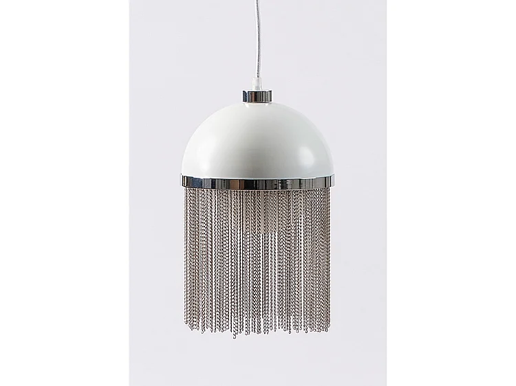 Capilata Silver Art Deco Pendant Light, 160 cm Cable, Frosted Glass Diffuser, Includes 40W E14 Bulb