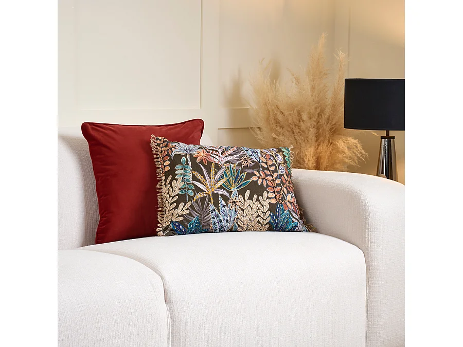 Cayenne Square Velvet Cushion - 43 x 43 cm, Polyester Velvet with Hollowfibre Pad