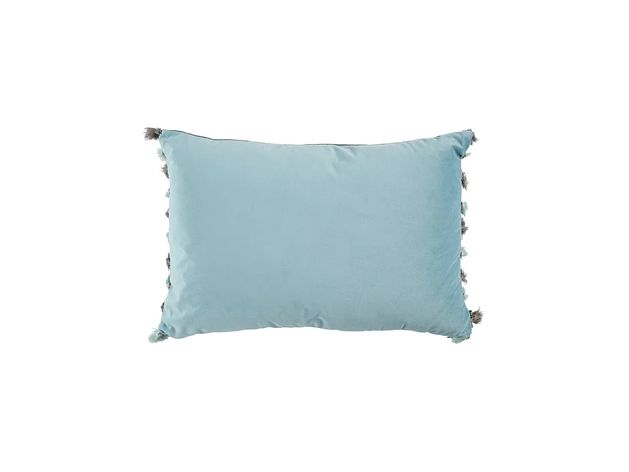 Molly Tasselled Rectangular Cushion - Reversible Eucalyptus and Aquamarine, 45x60 cm