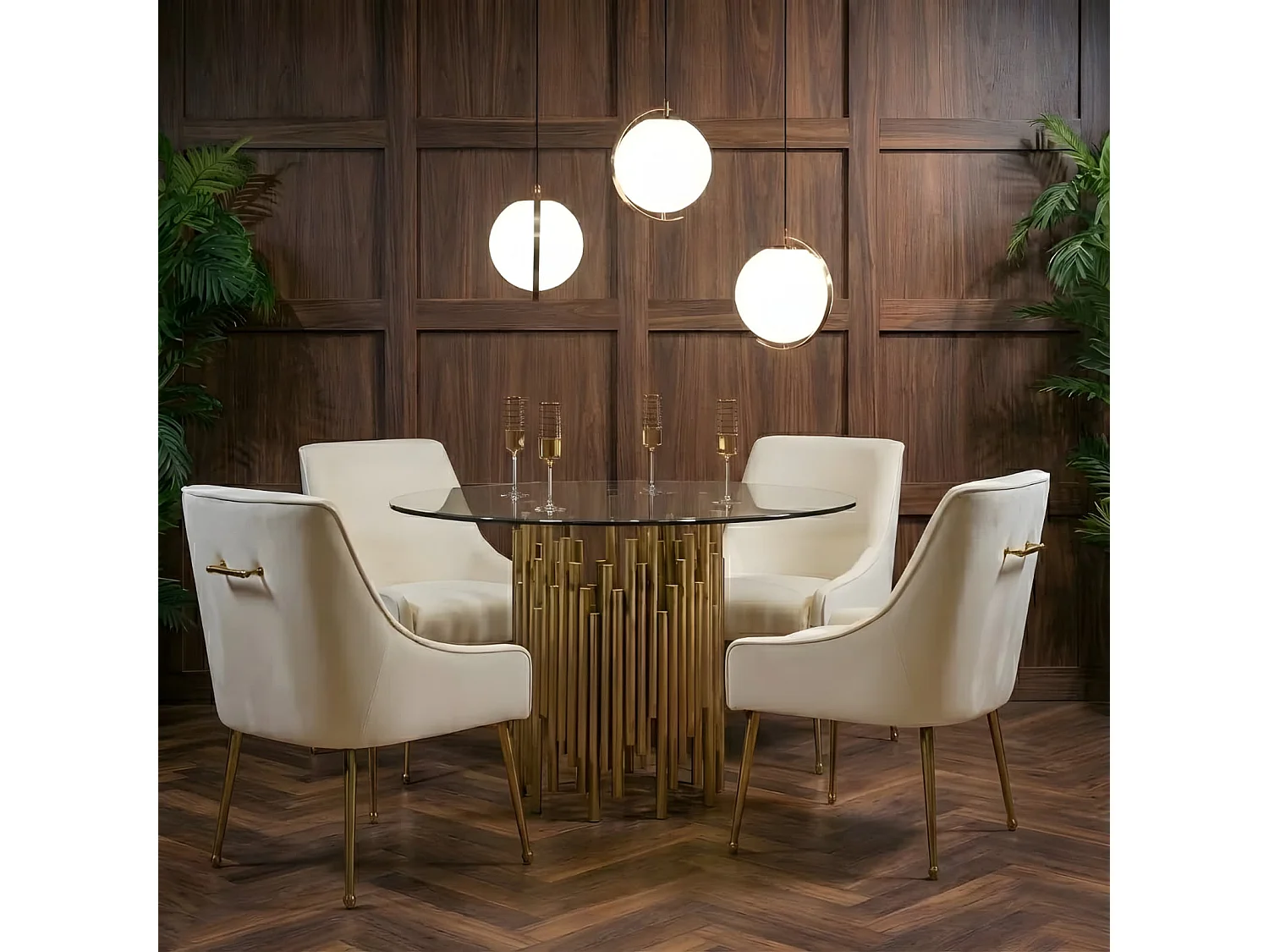 Orbit Pendant Light - Brushed Brass Steel, Frosted Glass Sphere, Height Adjustable