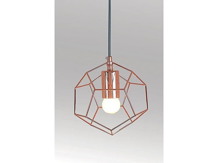Kasper Polygon Pendant Light, Copper Cage, E27 with 60W Bulb