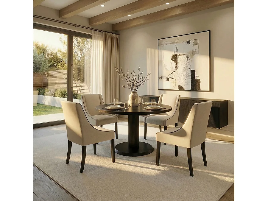 Sia Round 4-6 Seat Black Oak Dining Table
