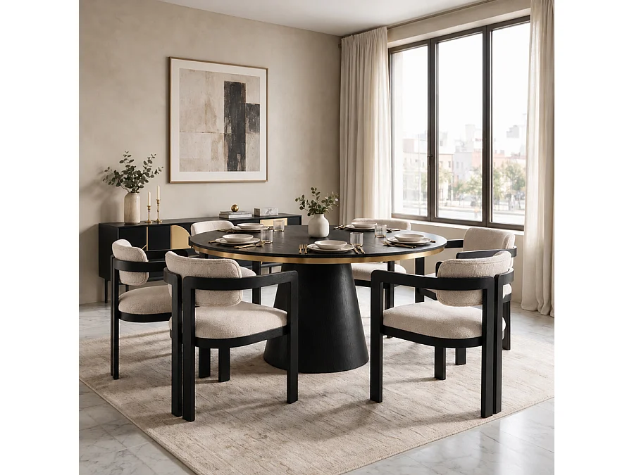 Brewster Round 6–8 Seat Black Ash Dining Table