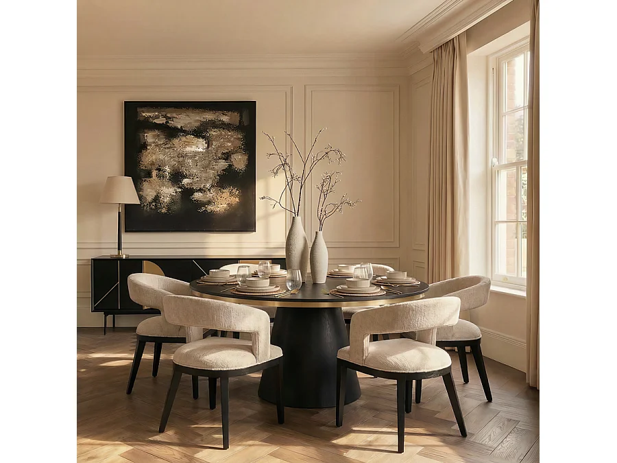 Brewster Round 6–8 Seat Black Ash Dining Table