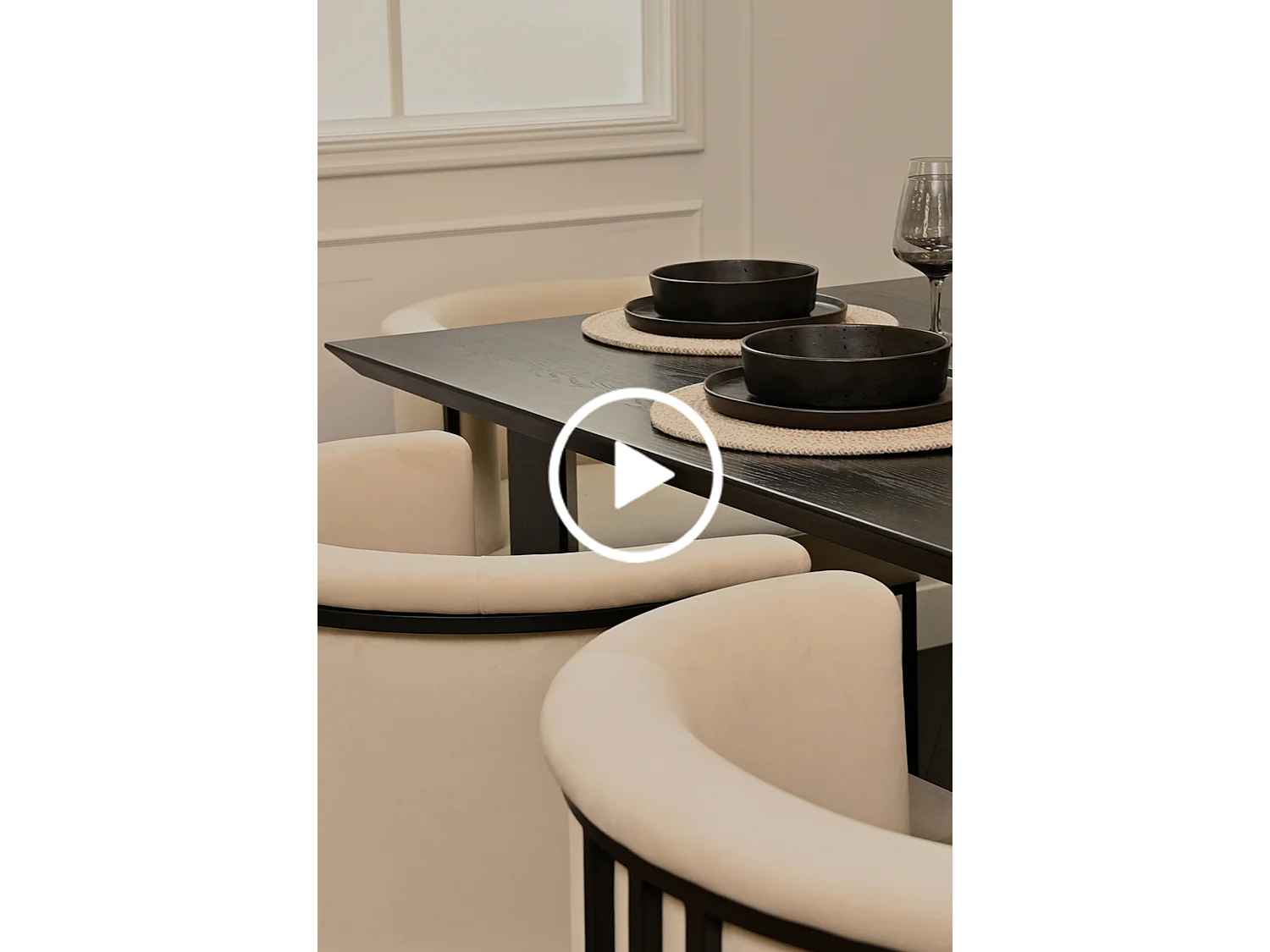 Rocco Black Dining Table, Solid Oak, Seats 6, 220x100x75 cm