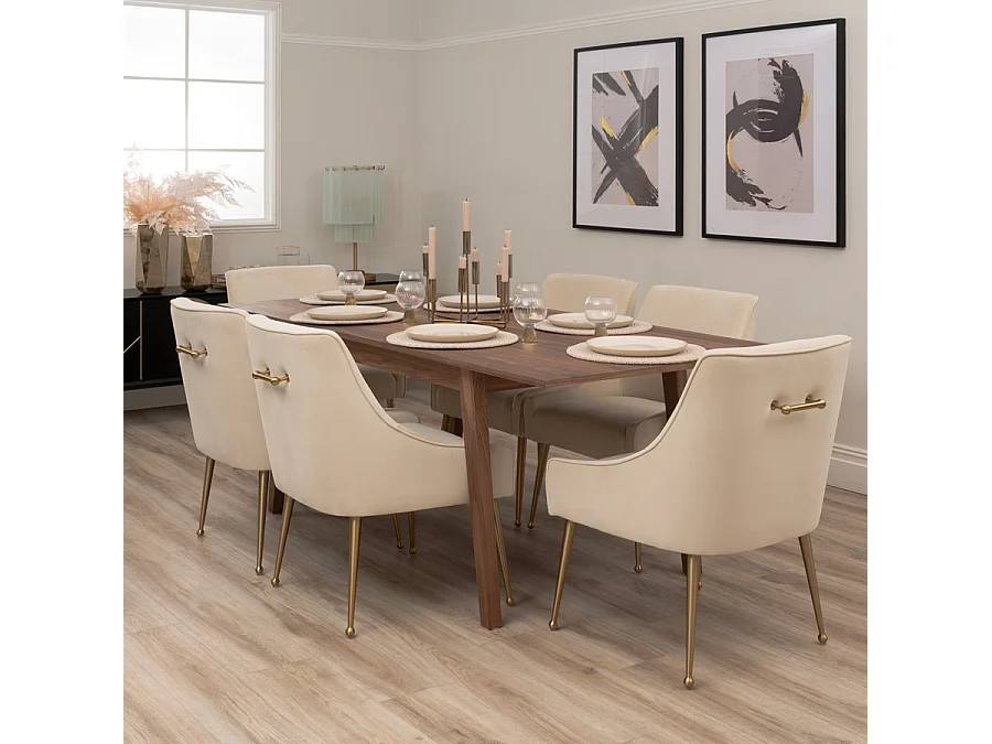 Capri Walnut Extending Dining Table - Solid Walnut Base, Walnut Veneer Top, Seats 6