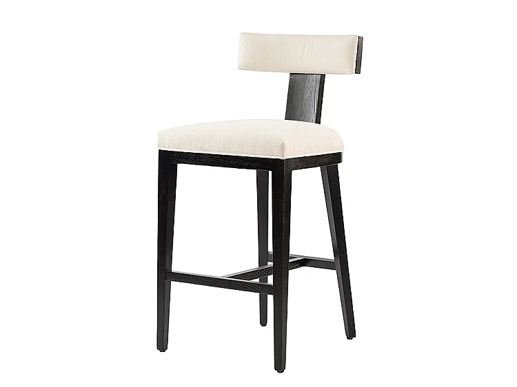 Vista Counter Stool - Ivory, Linen-effect Fabric, Solid Ash Frame