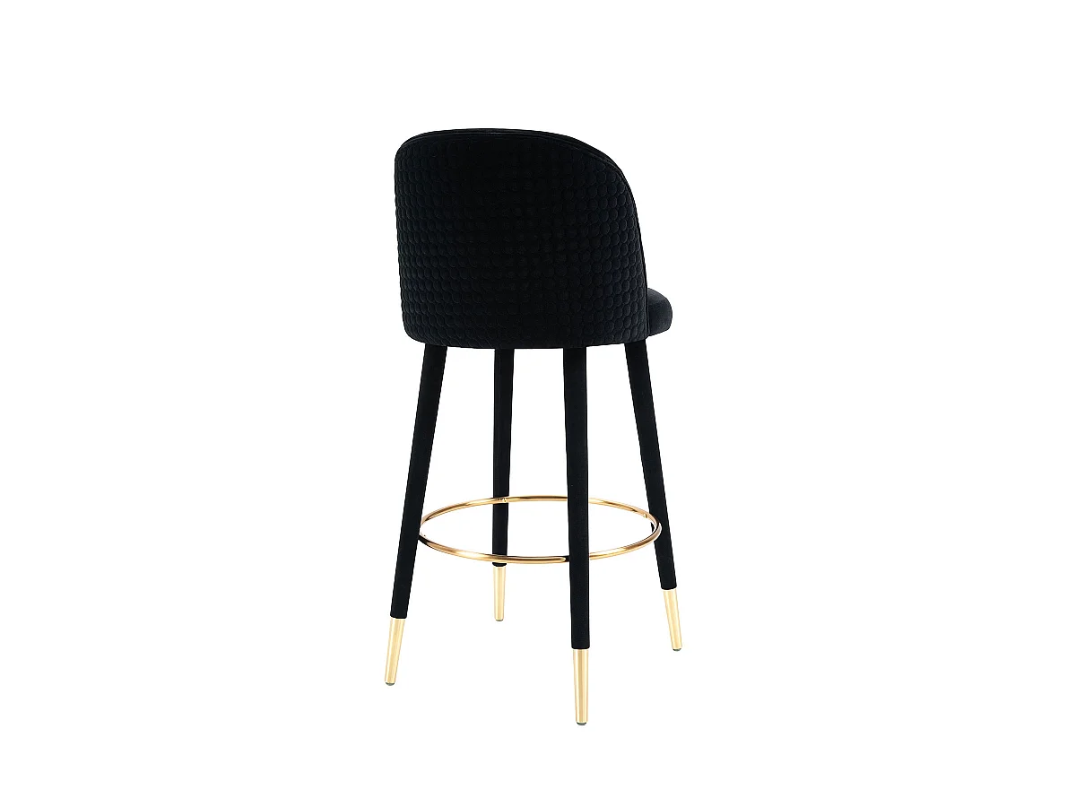 Bellucci Circles Counter Stool - Black Velvet - Brass Caps