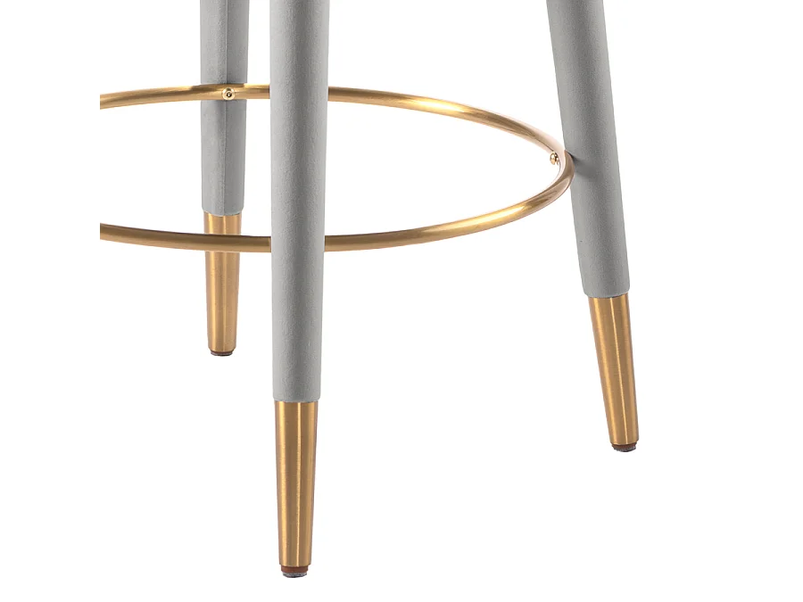 Sophia Counter Stool Grey with Brushed Brass Caps