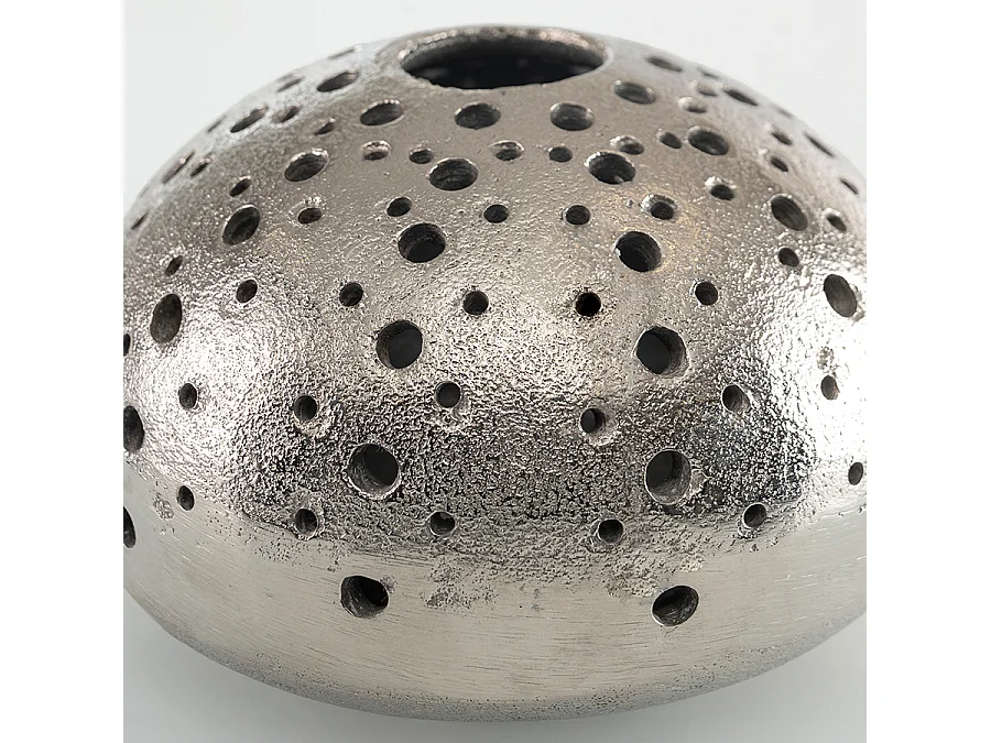 My Furniture Echinus Votive candle holder, cast aluminium, polished silver, 8 cm