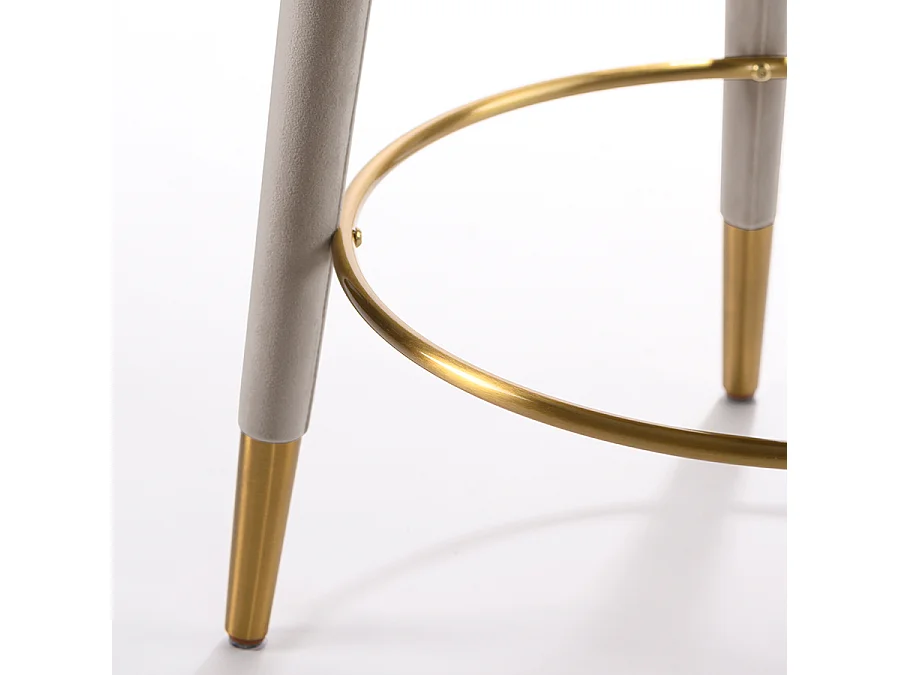 Sophia Counter Stool - Taupe Velvet, Brushed Brass Caps