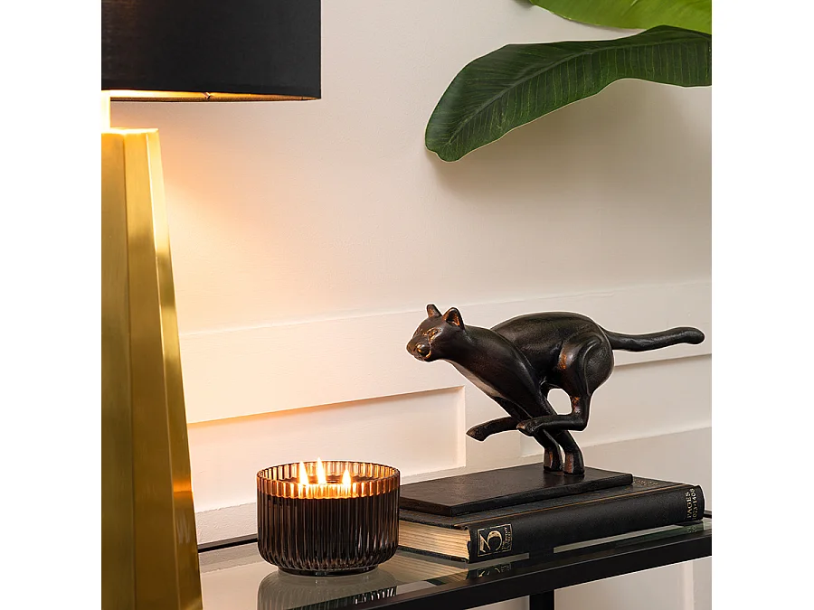 Cheetah Sculpture, Bronze Finish Solid Aluminium Art-Deco Style 18 cm