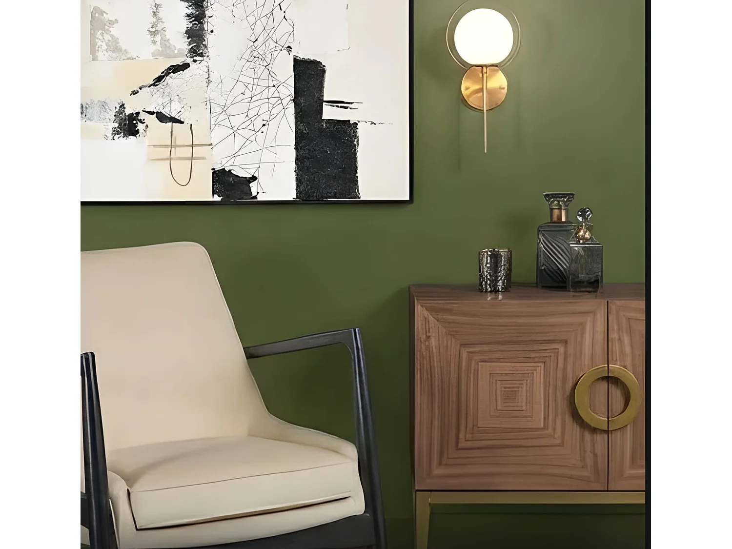 Orbit Wall Light - Modernist Brushed Brass Steel with Frosted Glass Sphere, G9 LED Included
